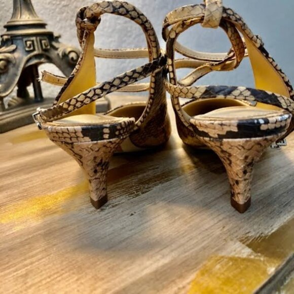 New SAM EDELMAN Devry Slingback Pump Leather Snake Ankle Wrap Various Sizes - Picture 5 of 5